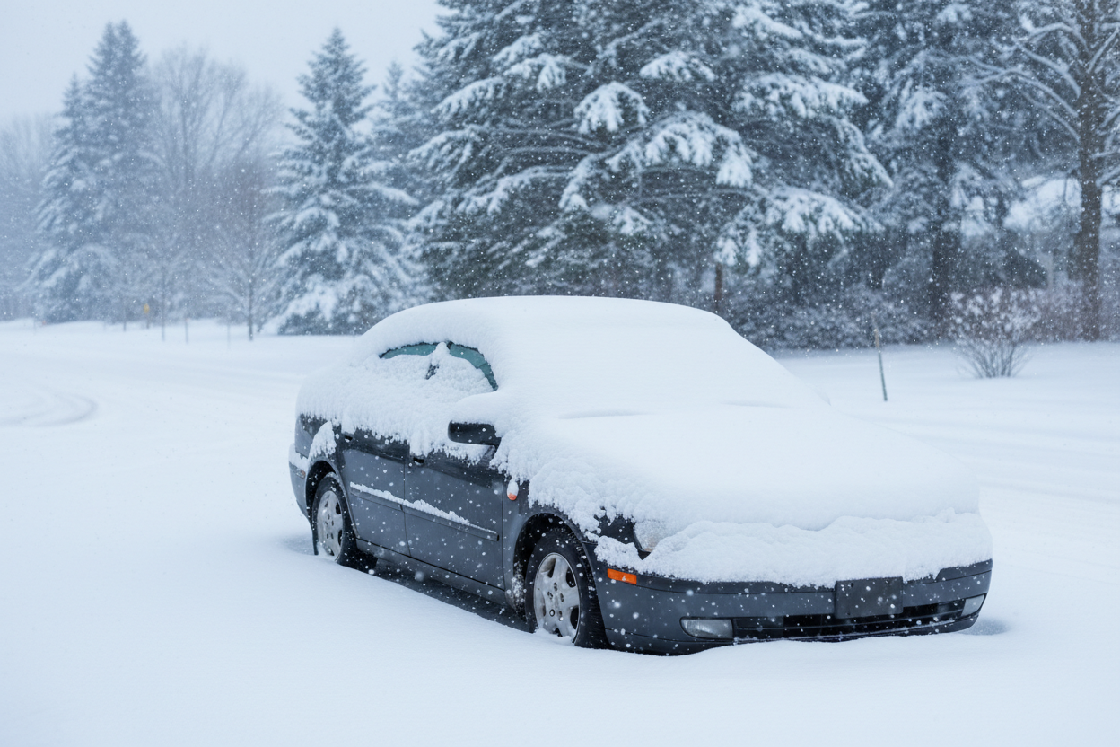 schnee uber einem auto